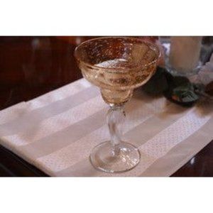 Margarita Glass Hand Made Hand Blown Bubble Glass Golden Amber Clear Stemmed